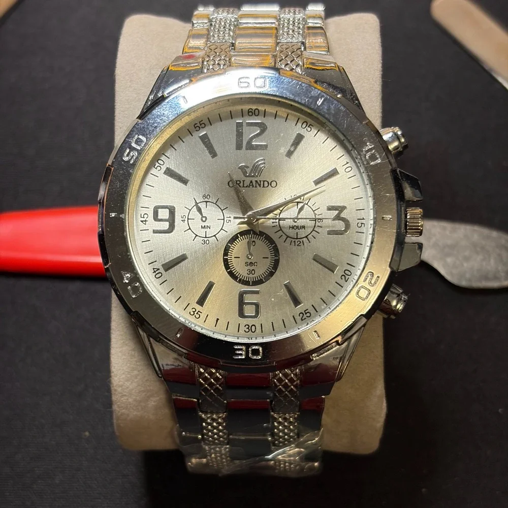 Orlando Quartz Chronograph Style‎ Mens Watch Silver Tone Stainless Steel watch